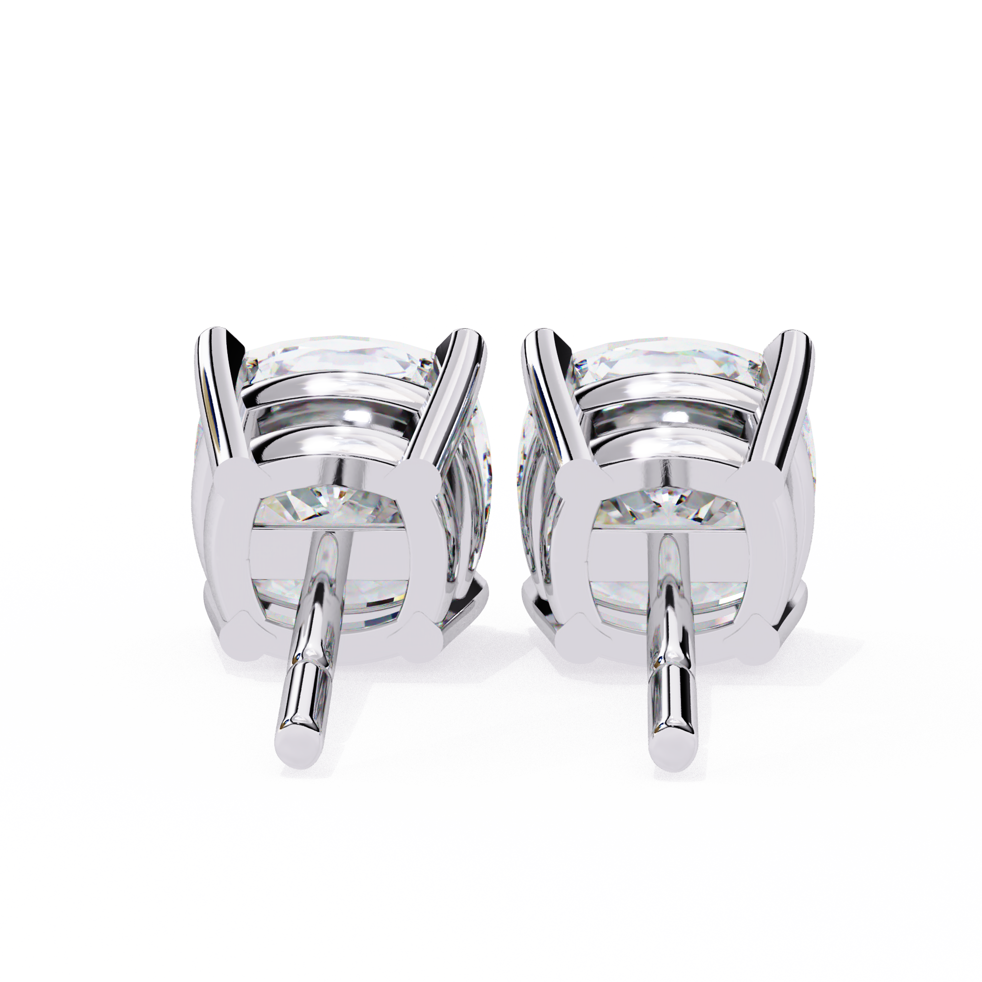 Cushion Diamond Stud Earrings 4-Prong Basket Setting