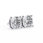 Cushion Diamond Stud Earrings 4-Prong Basket Setting