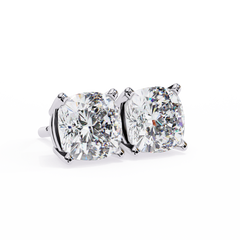 Cushion Diamond Stud Earrings 4-Prong Basket Setting