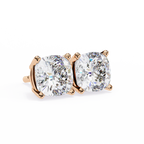 Cushion Diamond Stud Earrings 4-Prong Basket Setting