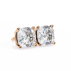 Cushion Diamond Stud Earrings 4-Prong Basket Setting
