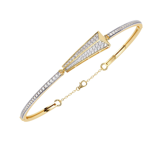 Gold bracelet with diamond accents on a white background