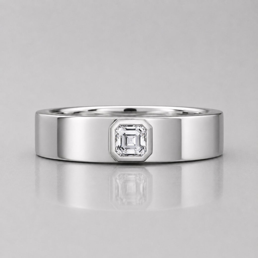 Asscher Lab Grown Diamond Solitaire Engagement Ring For Men