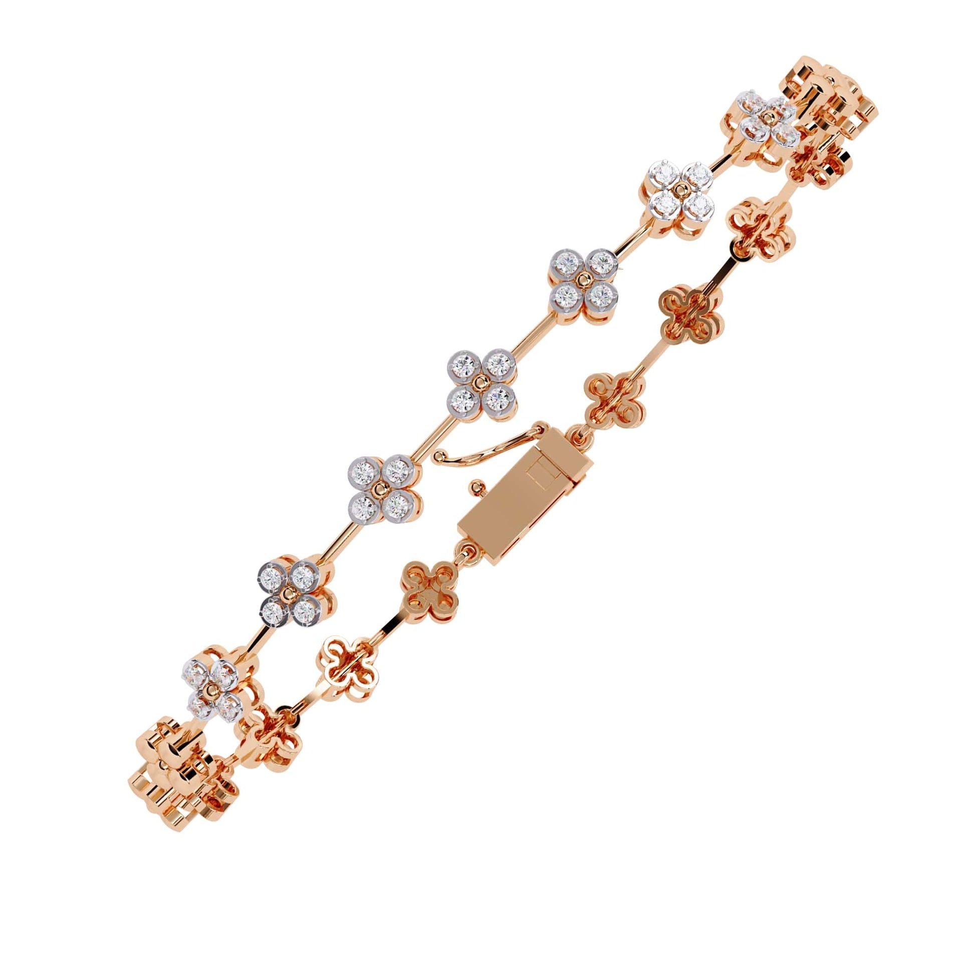 Round Cut Lab Diamond Flower Bracelet