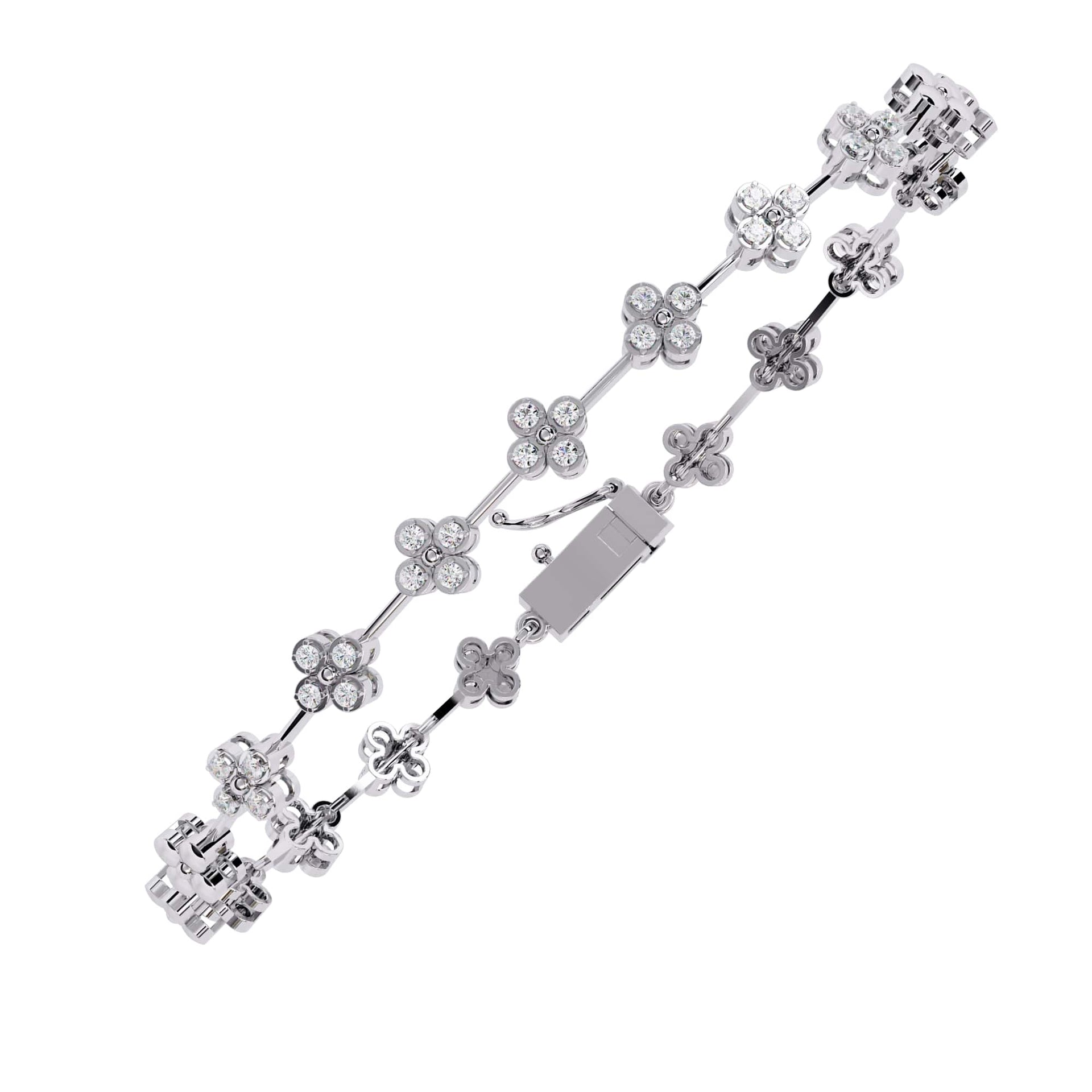 Round Cut Lab Diamond Flower Bracelet