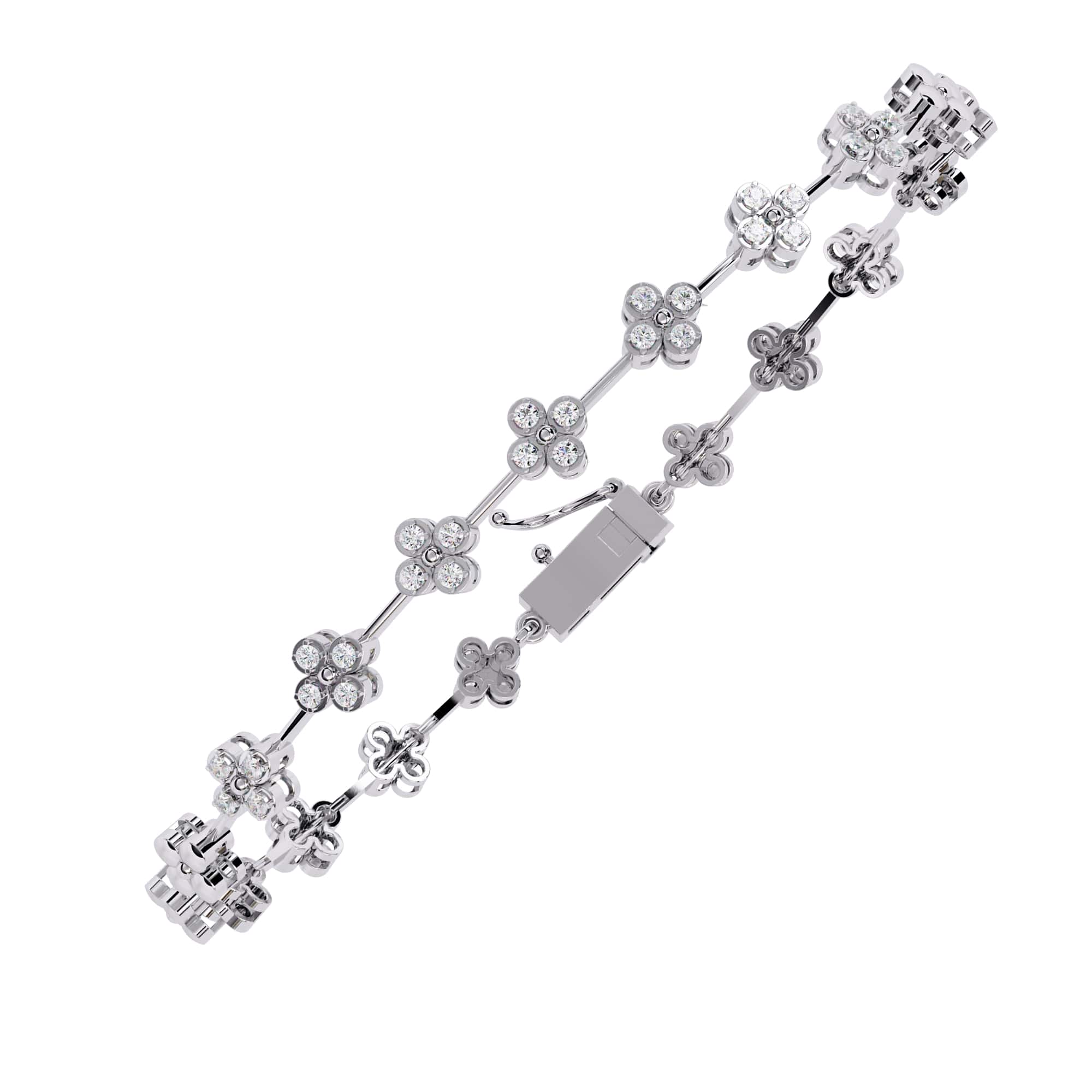 Round Cut Lab Diamond Flower Bracelet