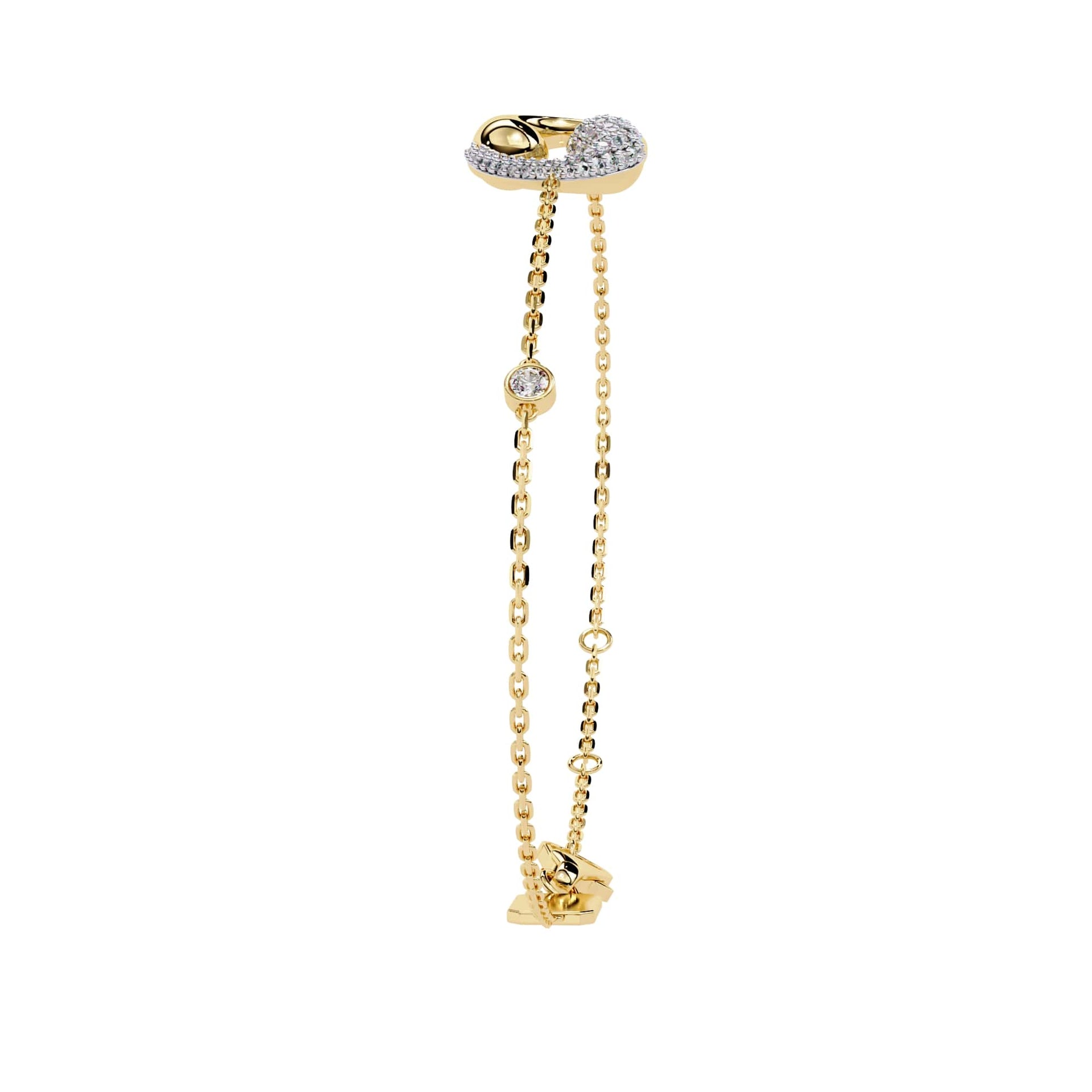 0.29 carat fancy round cut spiral diamond bracelet in yellow gold.