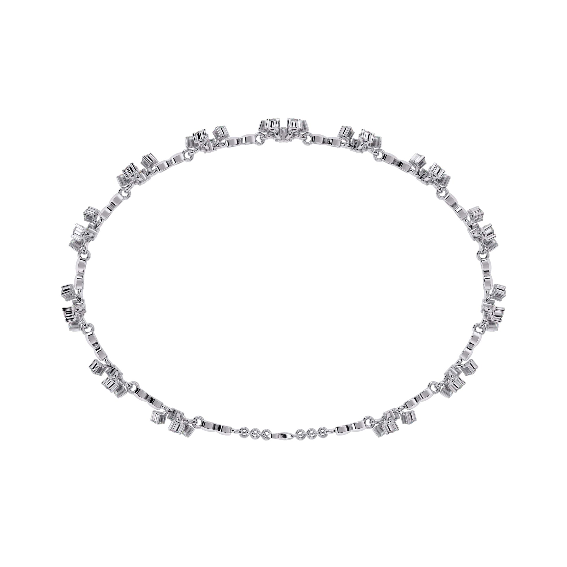 Flower Shape Round Lab Diamond Bracelet
