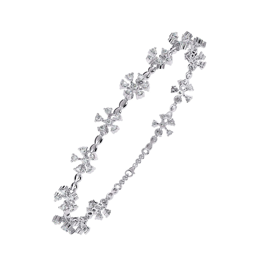 1 Carat Lab Grown Round Diamond Floral Bangle Bracelet
