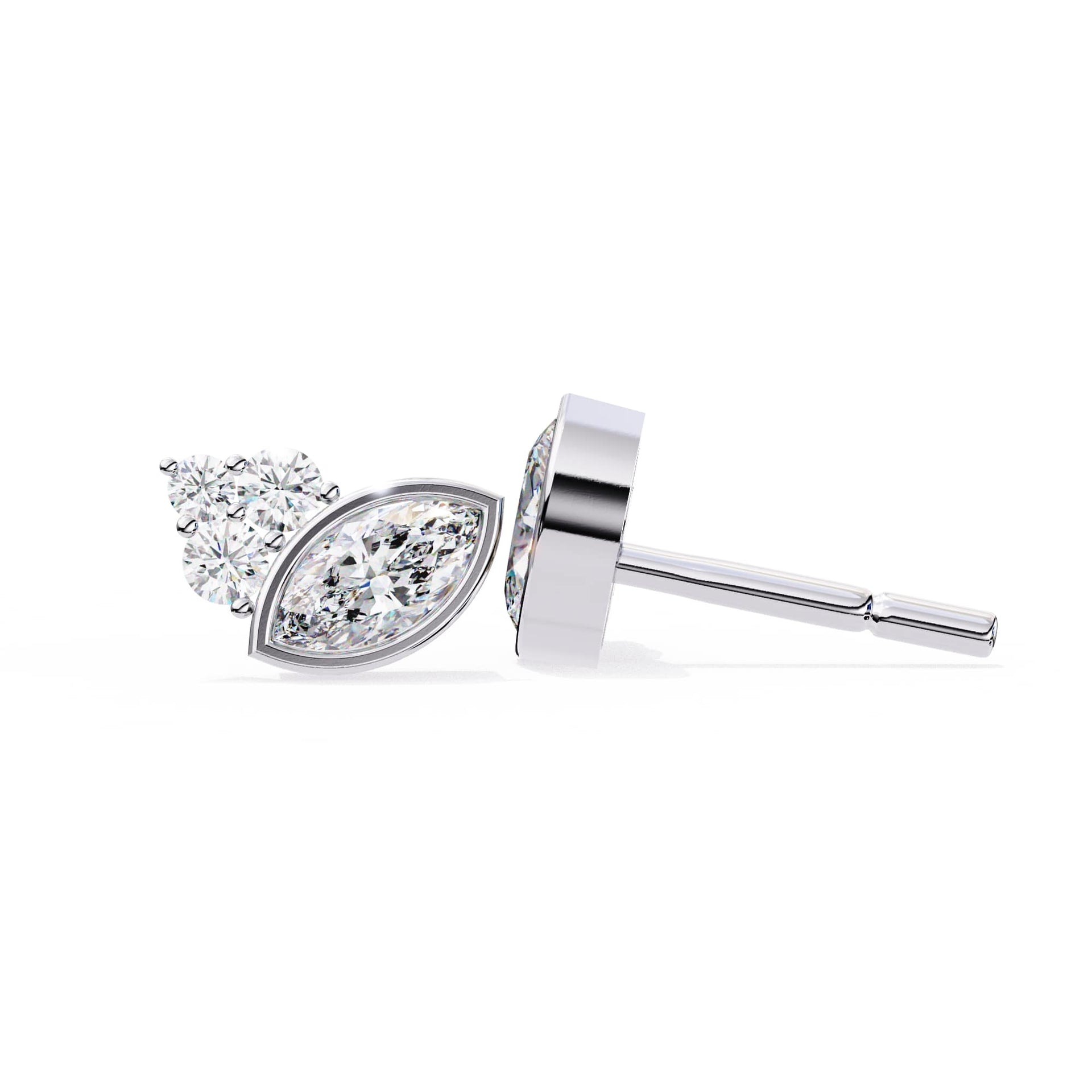 Diamond stud earring on a white background