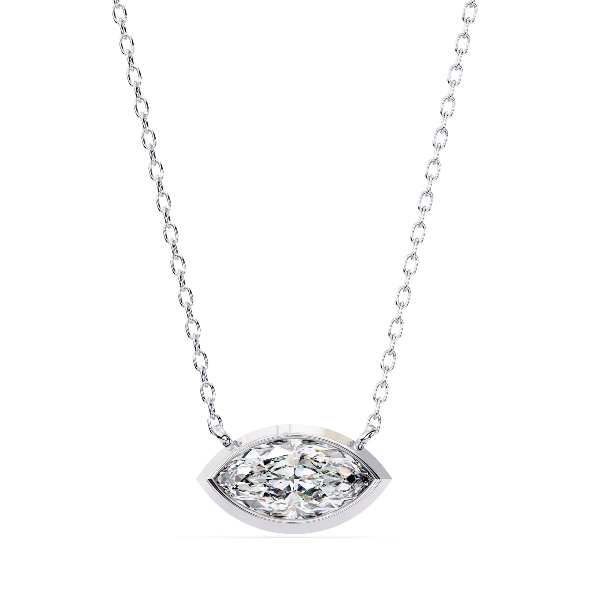 Diamond necklace with a white background