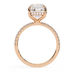 Emerald Diamond Hidden Halo Engagement Ring