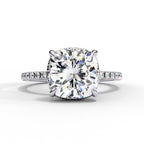 Lab Diamond Cushion Cut Solitaire Accent Engagement Ring