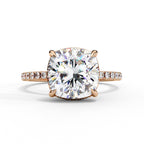 Lab Diamond Cushion Cut Solitaire Accent Engagement Ring