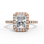 Radiant Cut Lab Diamond Engagement Ring With Halo Setting