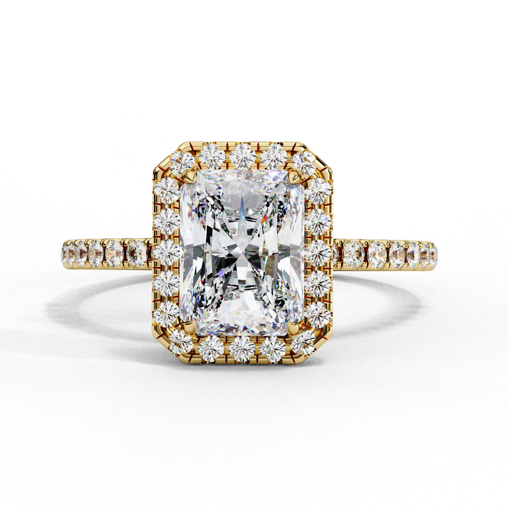 Radiant Diamond Engagement Ring With Halo Setting