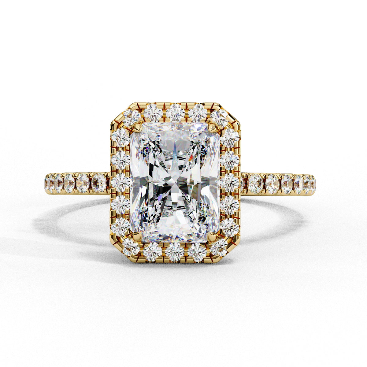 Radiant Diamond Engagement Ring With Halo Setting