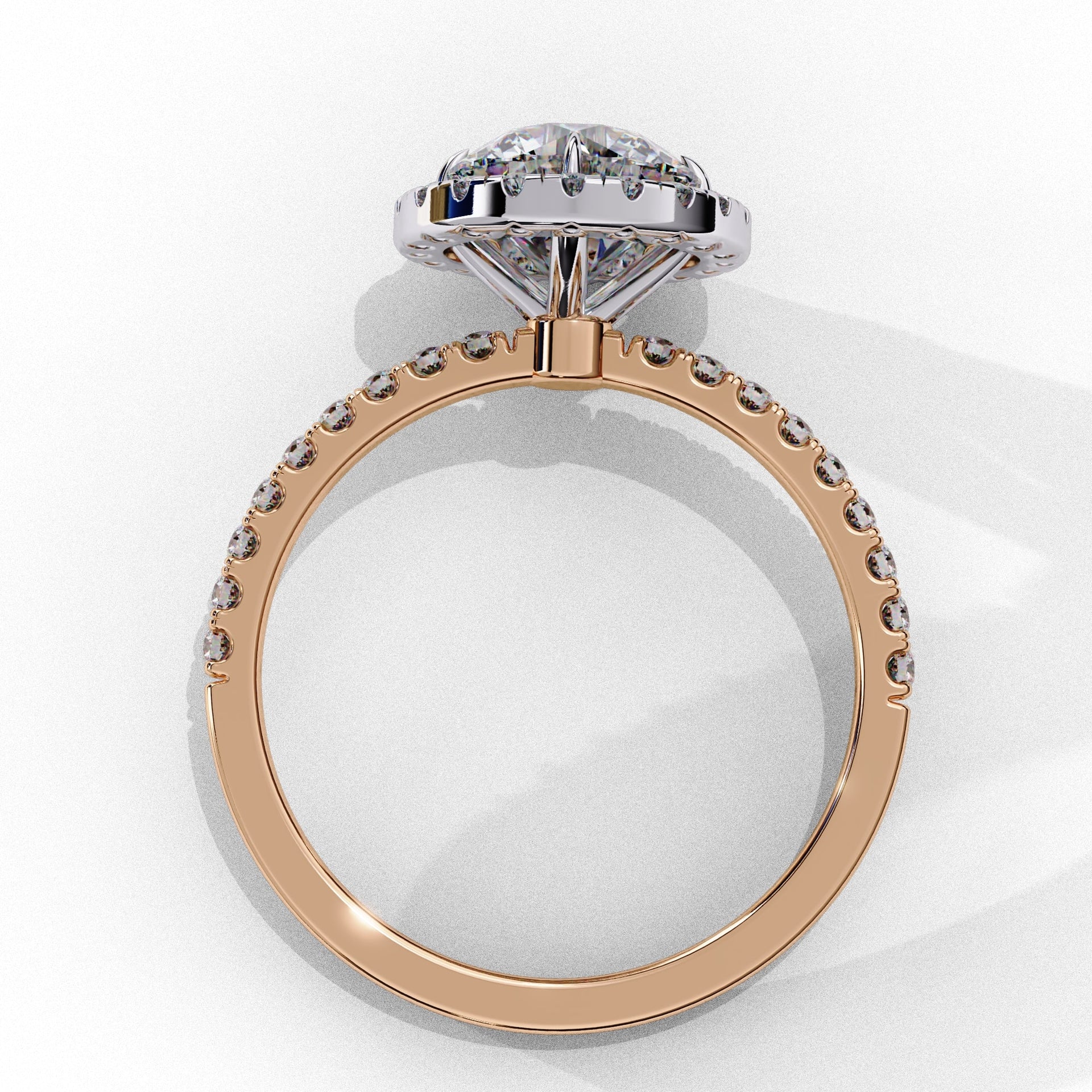 Halo Round lab Grown Diamond Engagement Ring