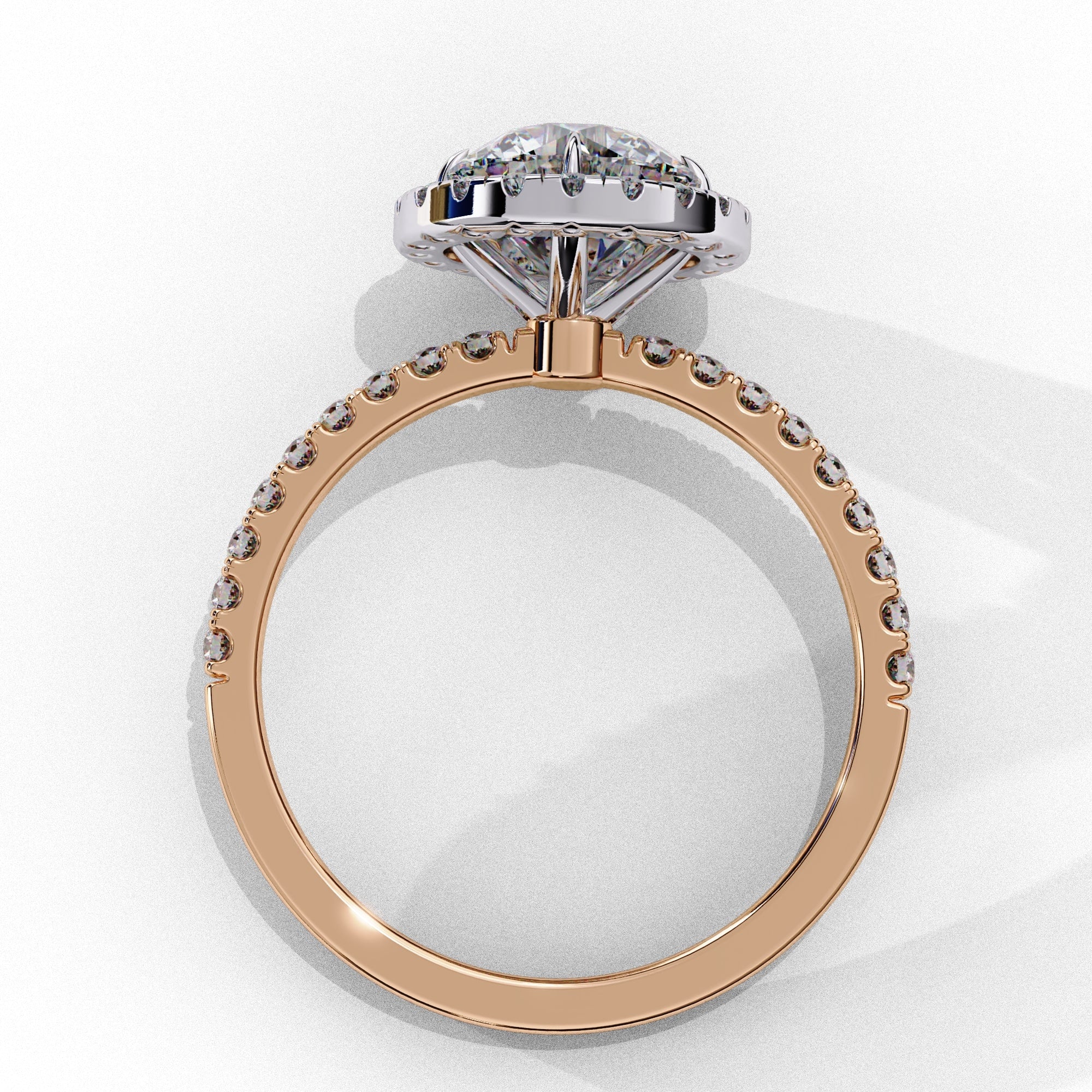 Halo Solitaire Engagement Ring With Round Cut Diamond