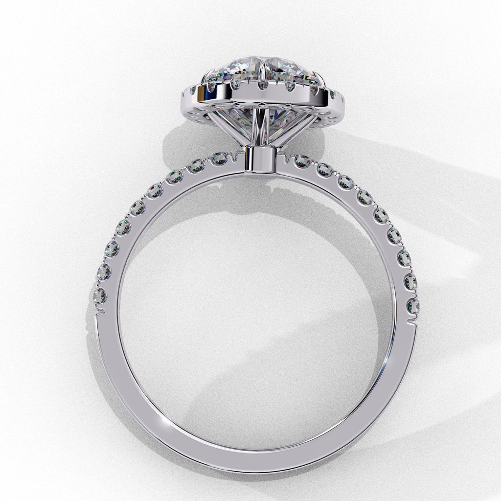 Halo Solitaire Engagement Ring With Round Cut Diamond