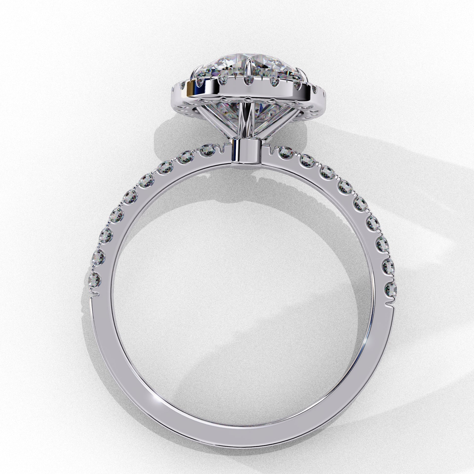 Halo Round lab Grown Diamond Engagement Ring