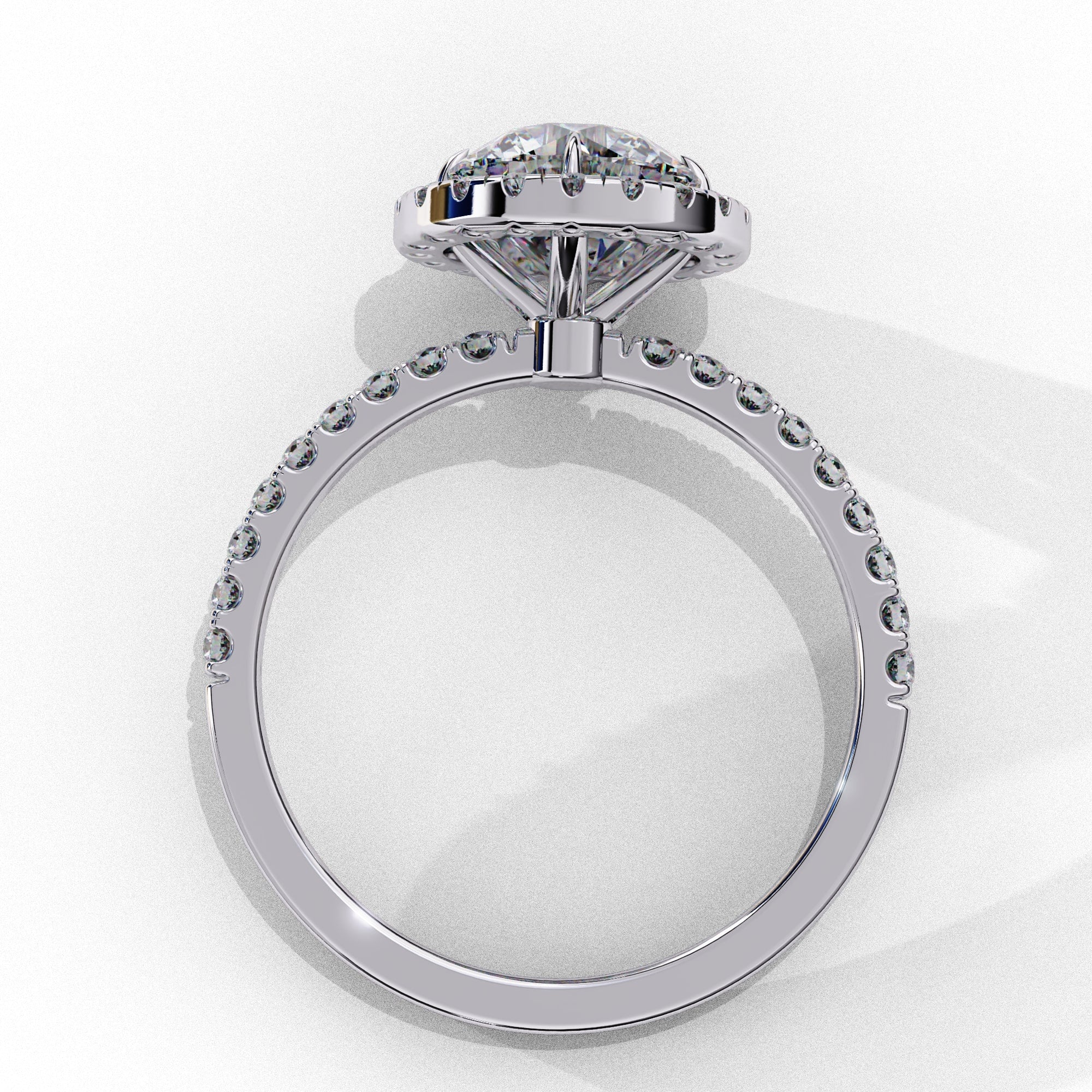 Halo Solitaire Engagement Ring With Round Cut Diamond