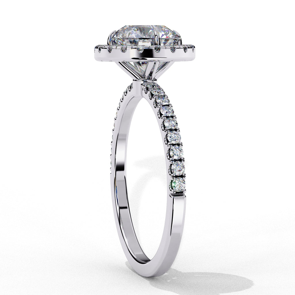 Halo Solitaire Engagement Ring With Round Cut Diamond