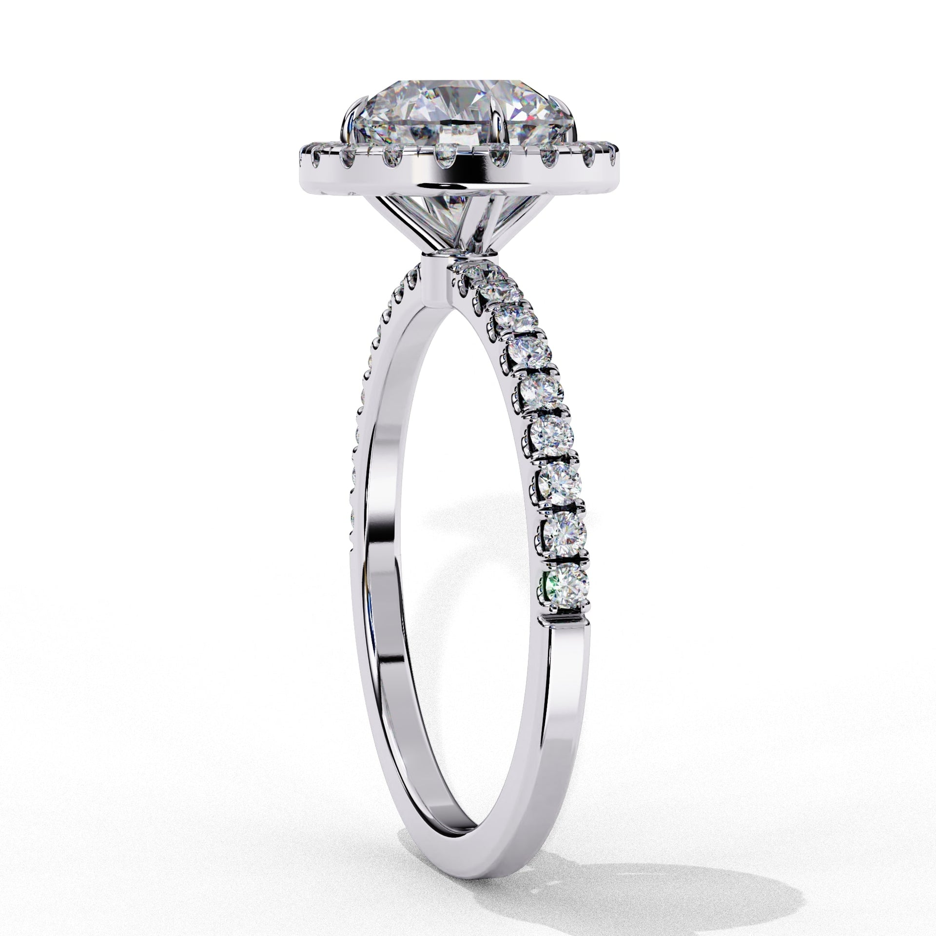Halo Round lab Grown Diamond Engagement Ring
