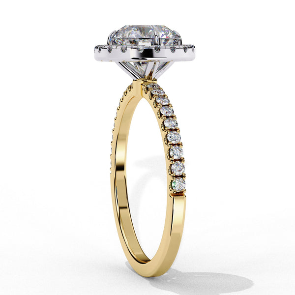 Halo Round lab Grown Diamond Engagement Ring