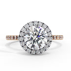 Halo Round lab Grown Diamond Engagement Ring