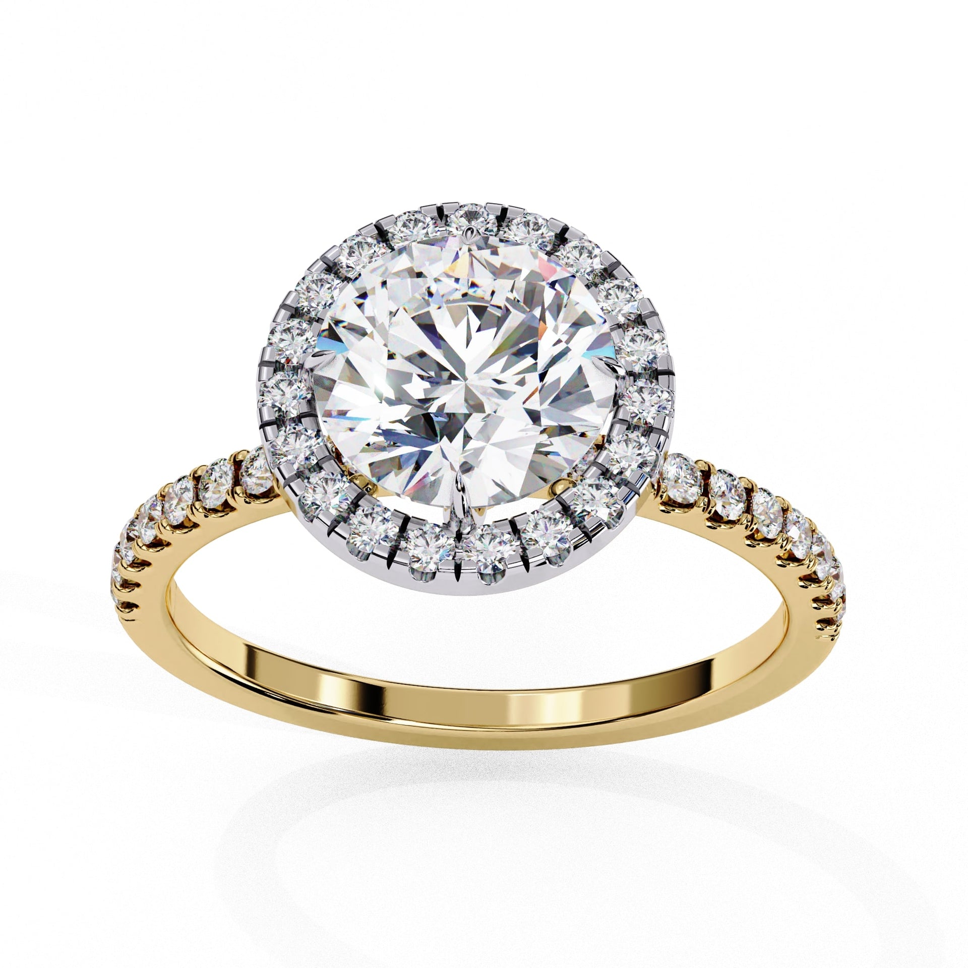 Halo Round lab Grown Diamond Engagement Ring