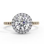 Halo Solitaire Engagement Ring With Round Cut Diamond