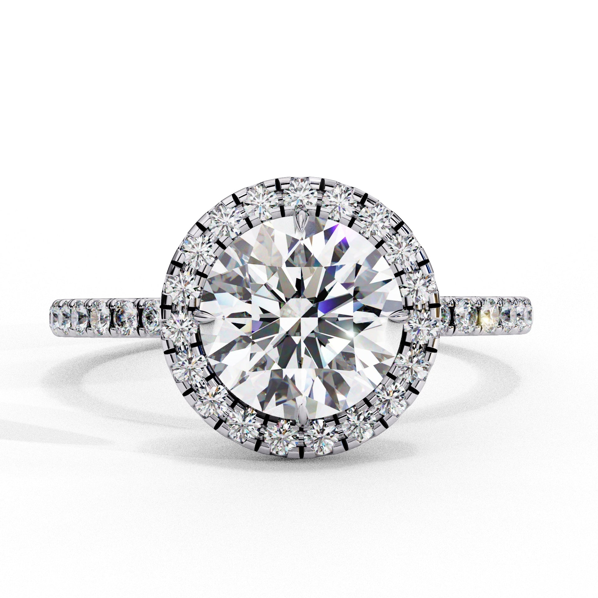 Halo Round lab Grown Diamond Engagement Ring