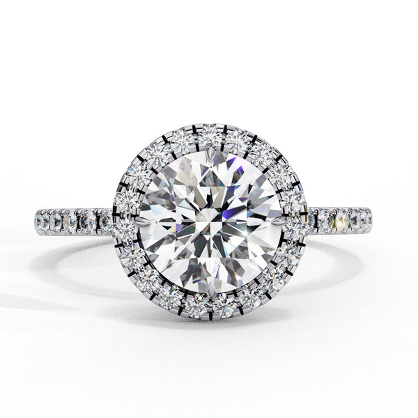 Halo Round lab Grown Diamond Engagement Ring