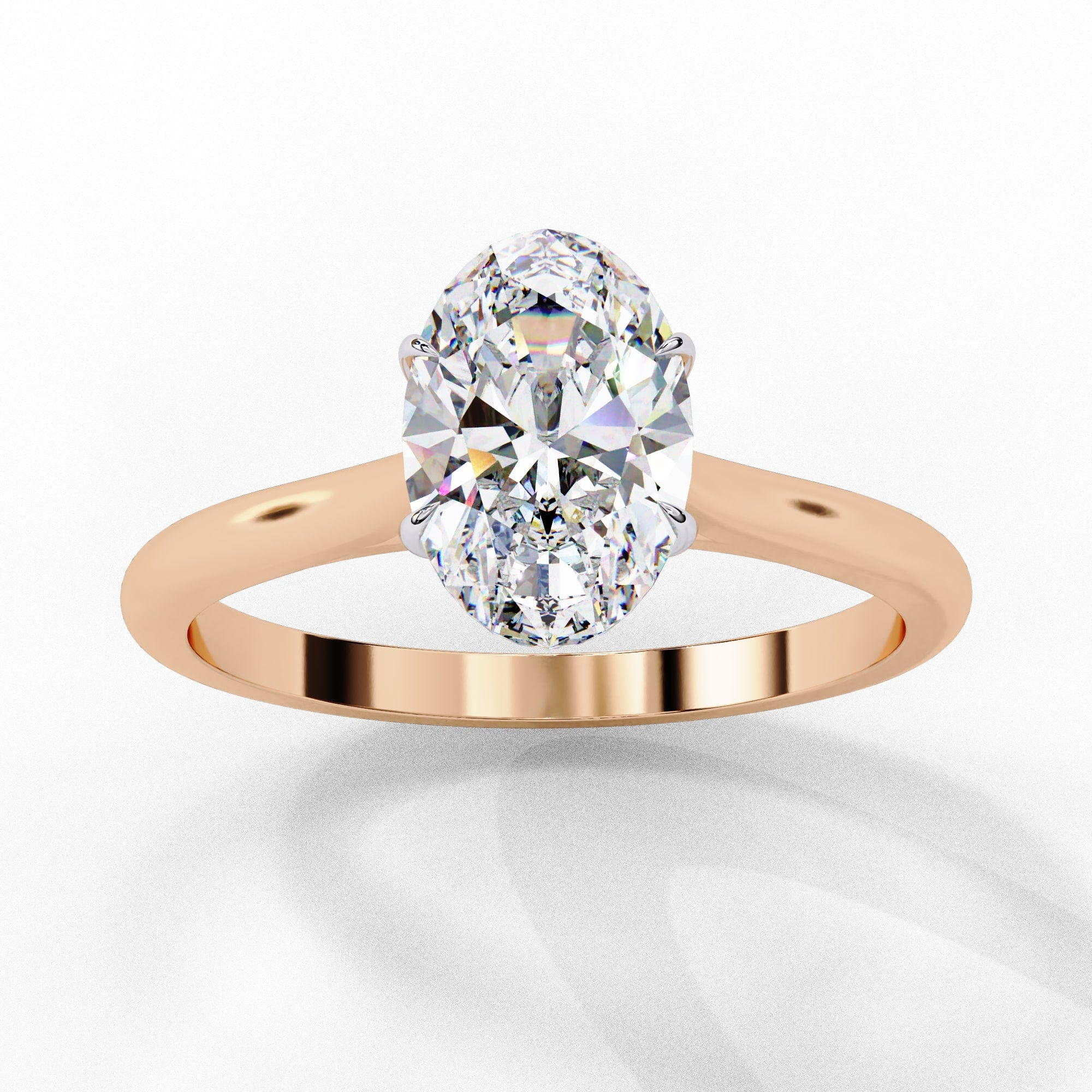Oval Cut Lab Diamond Solitaire Engagement Ring
