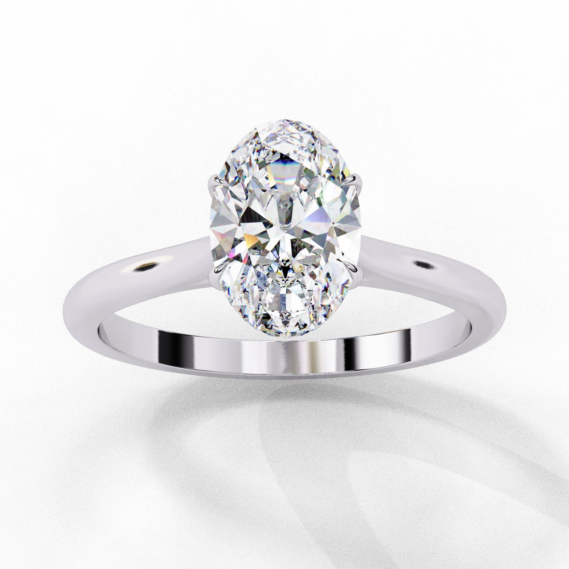 Oval Cut Lab Diamond Solitaire Engagement Ring