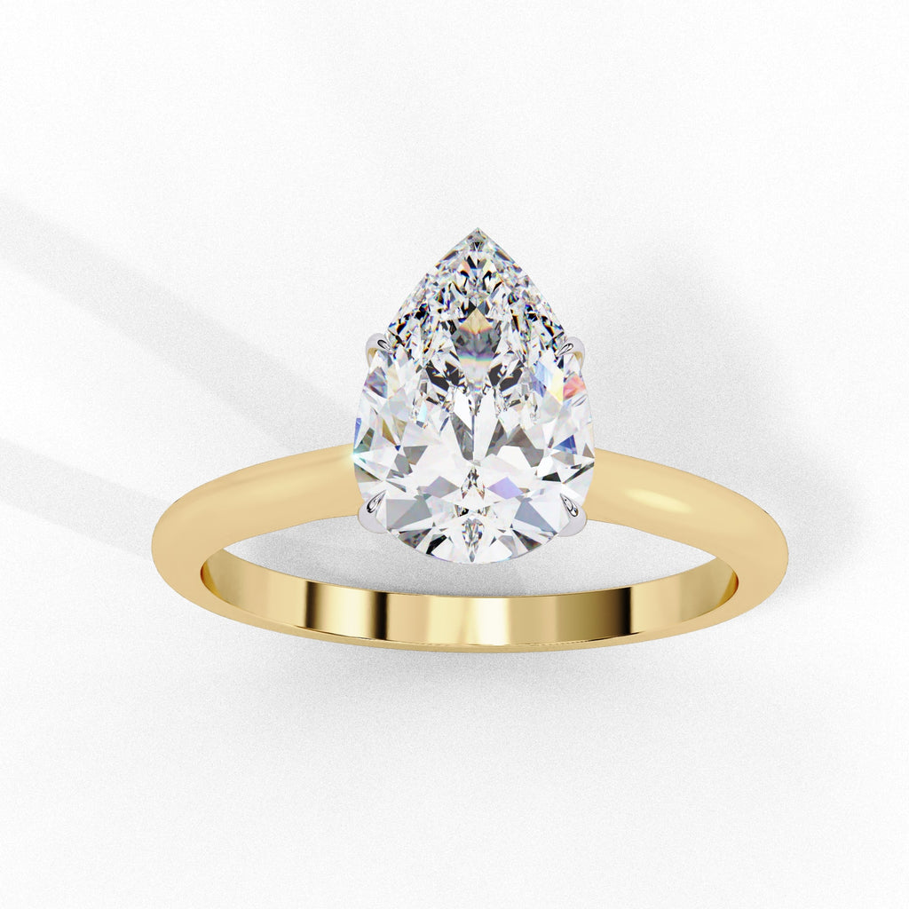 Lab Grown Diamond Pear Cut Solitaire Ring
