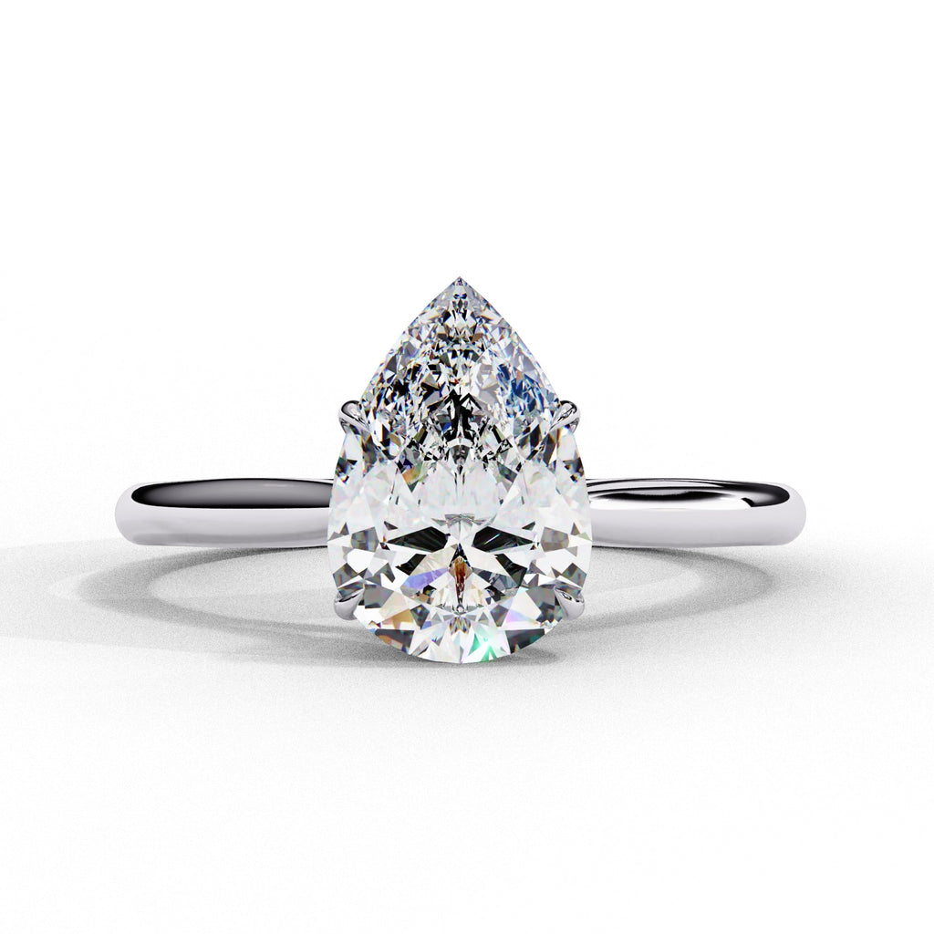 0.89 Carat Lab Grown Pear Shaped Diamond Solitaire Engagement Ring