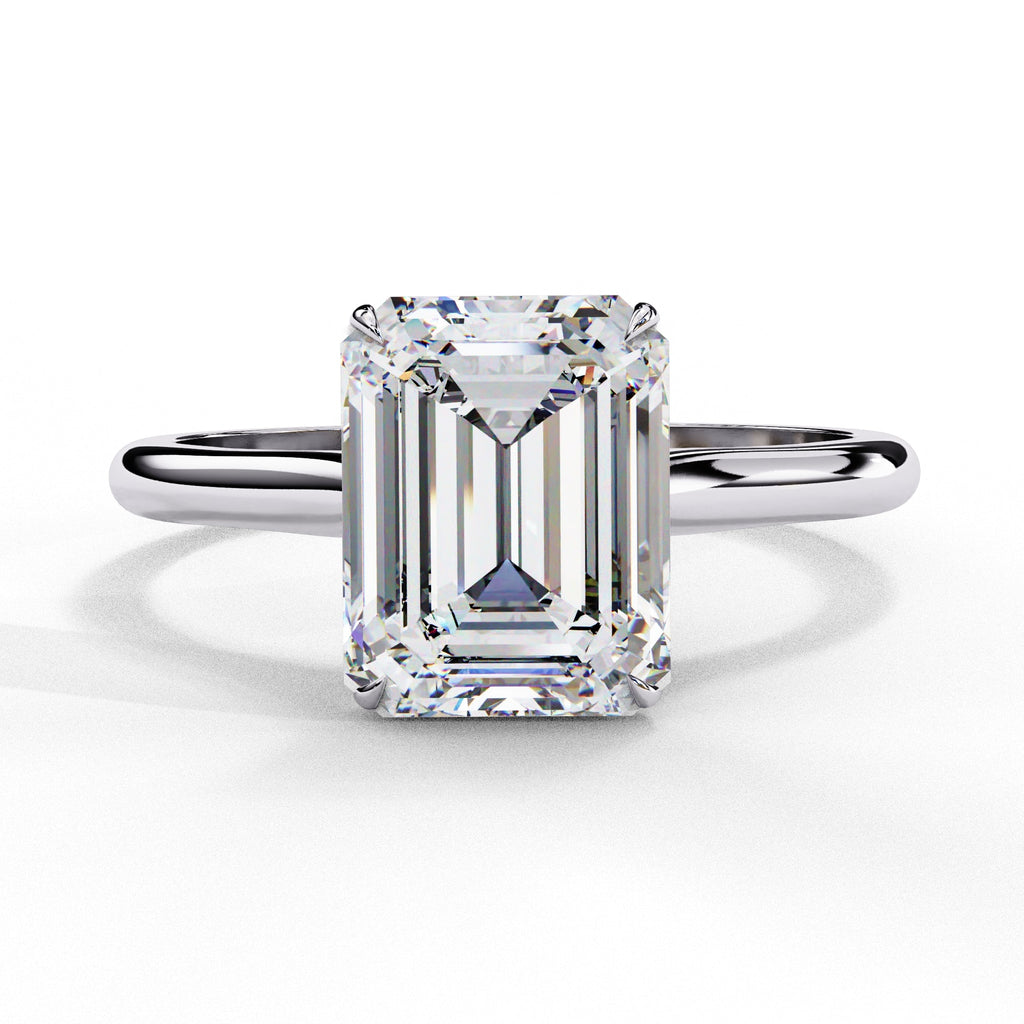 2.56 Carat Lab Diamond Emerald Cut Solitaire Engagement Ring