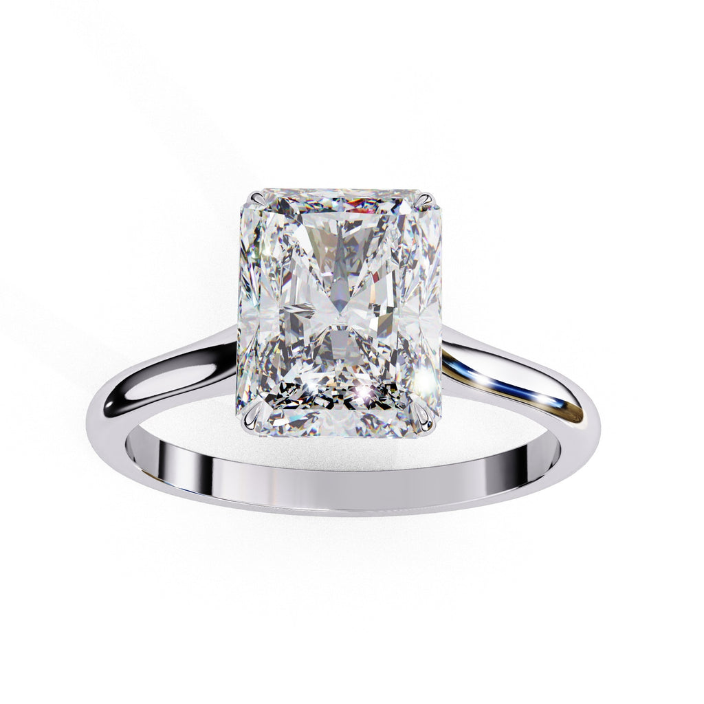 Radiant Cut Lab Diamond Solitaire Engagement Ring