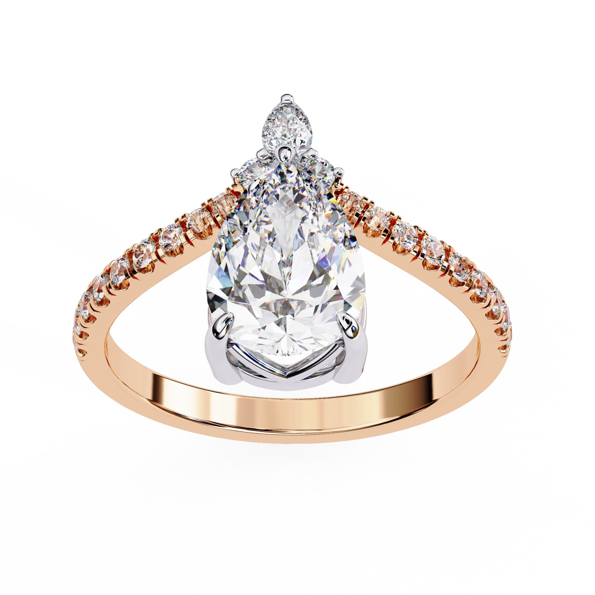 1.50 Carat Pear Cut Diamond Solitaire Accent Ring
