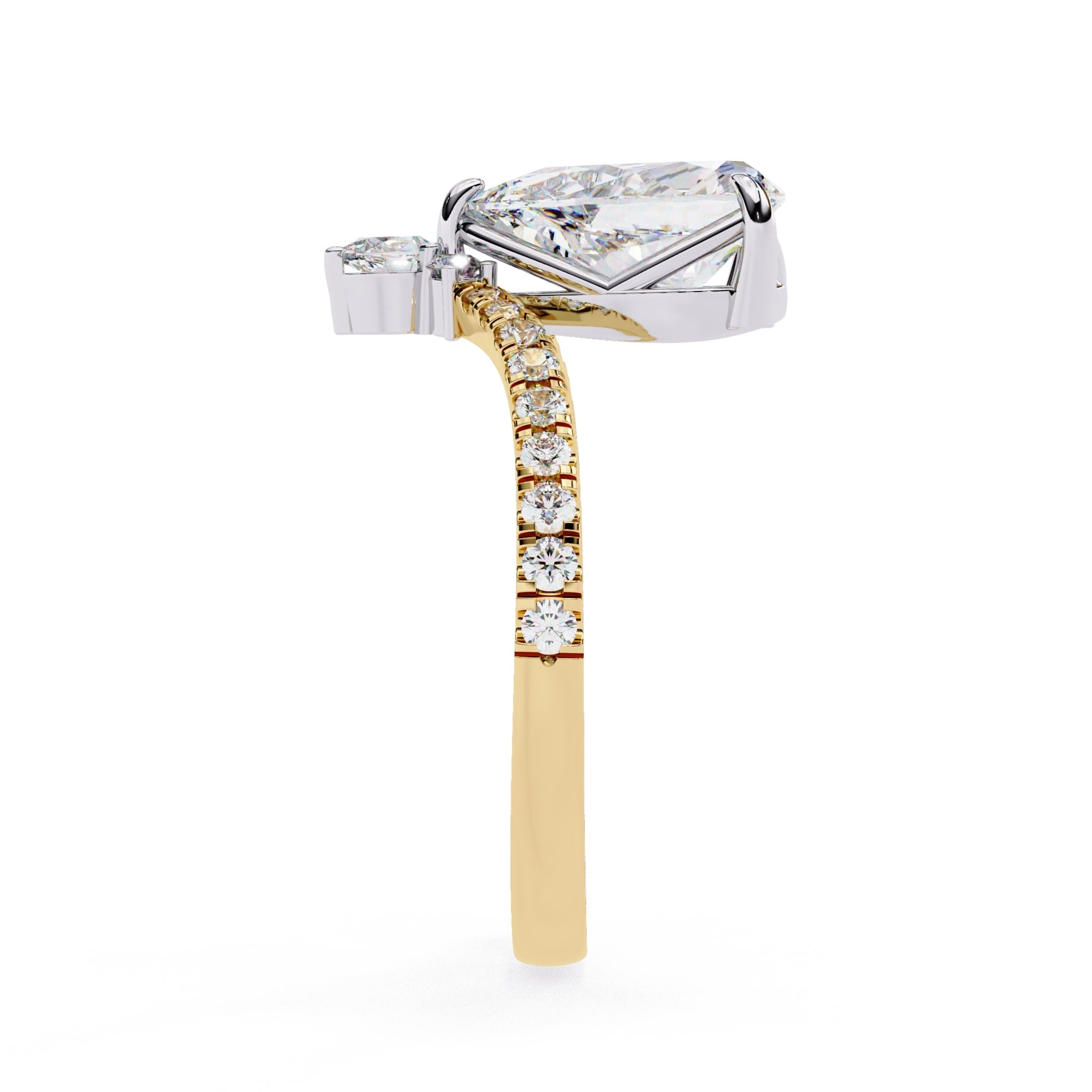 1.50 Carat Pear Cut Diamond Solitaire Accent Ring