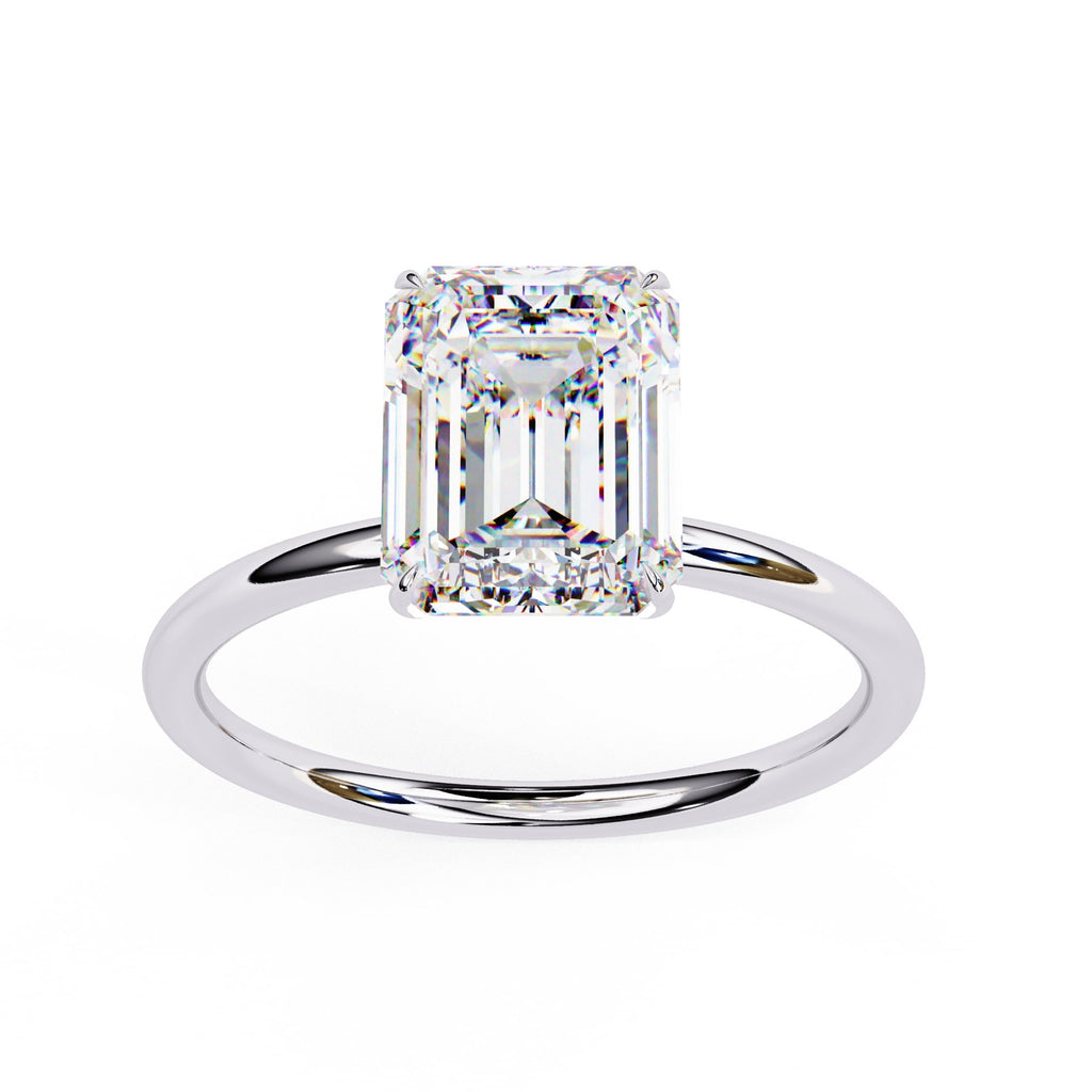 Solitaire Engagement Ring With Emerald Cut Diamond