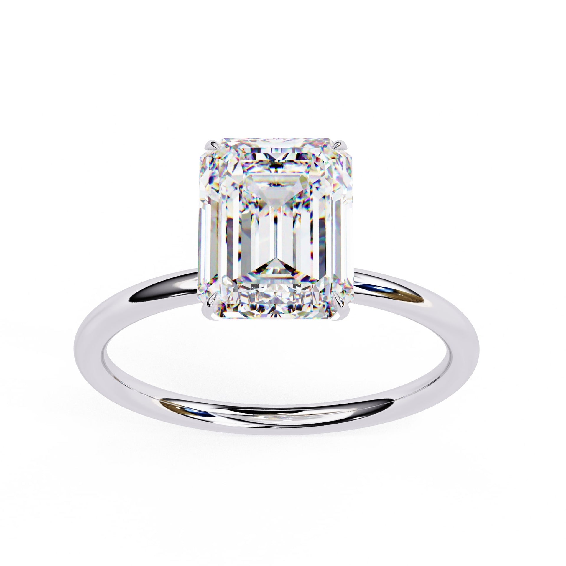 Solitaire Engagement Ring With Emerald Cut Diamond