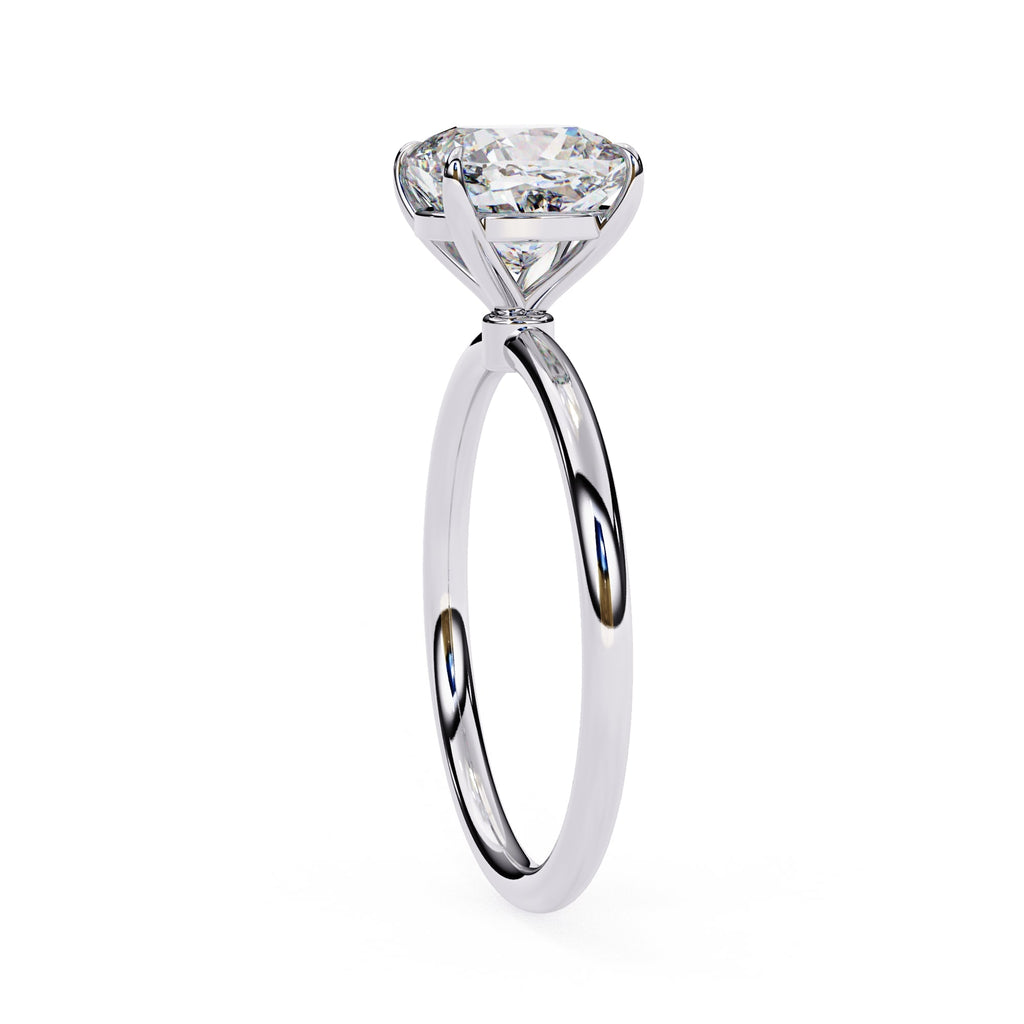 Cushion Diamond Solitaire Ring With Gold Band