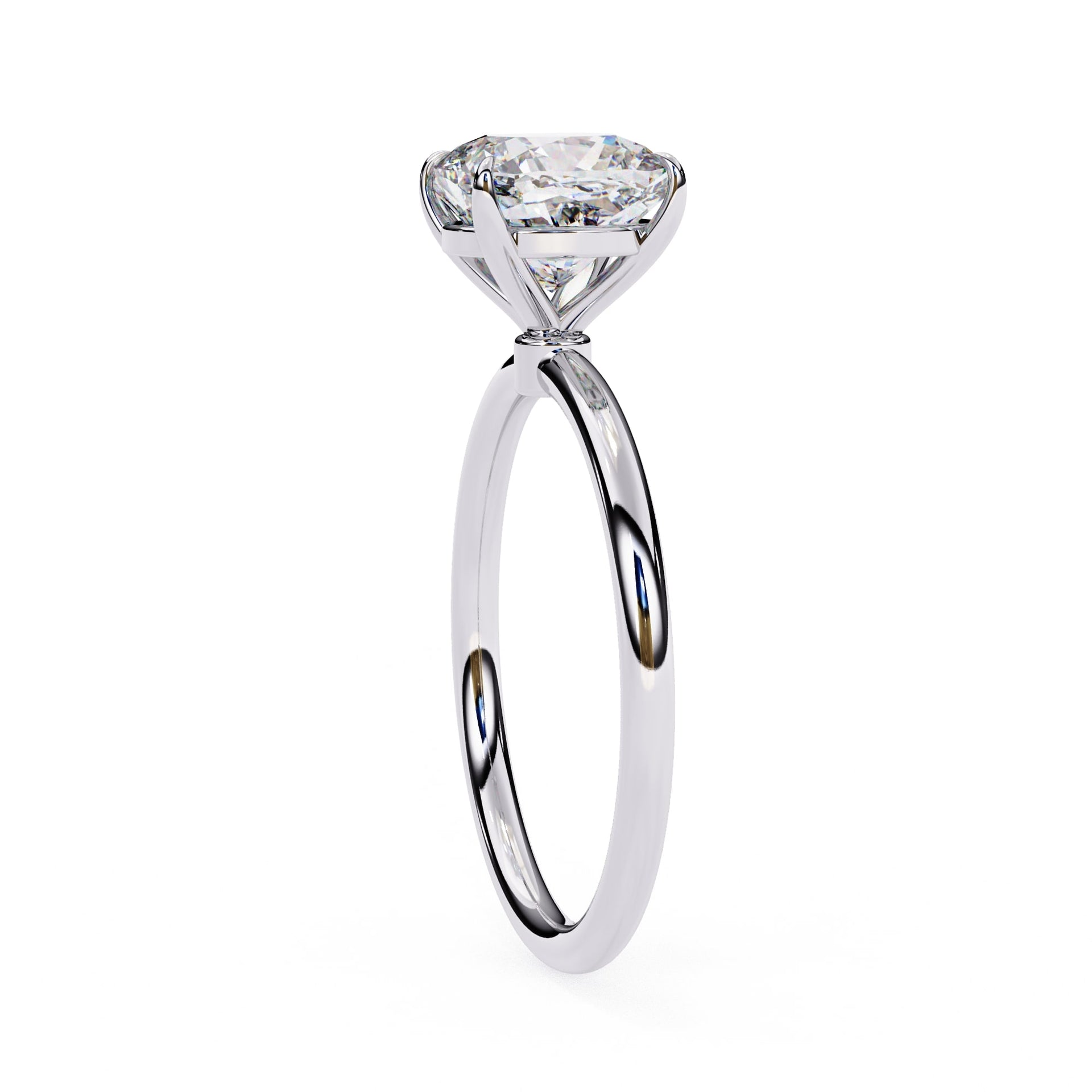 Cushion Cut Diamond Solitaire Ring With Gold Band