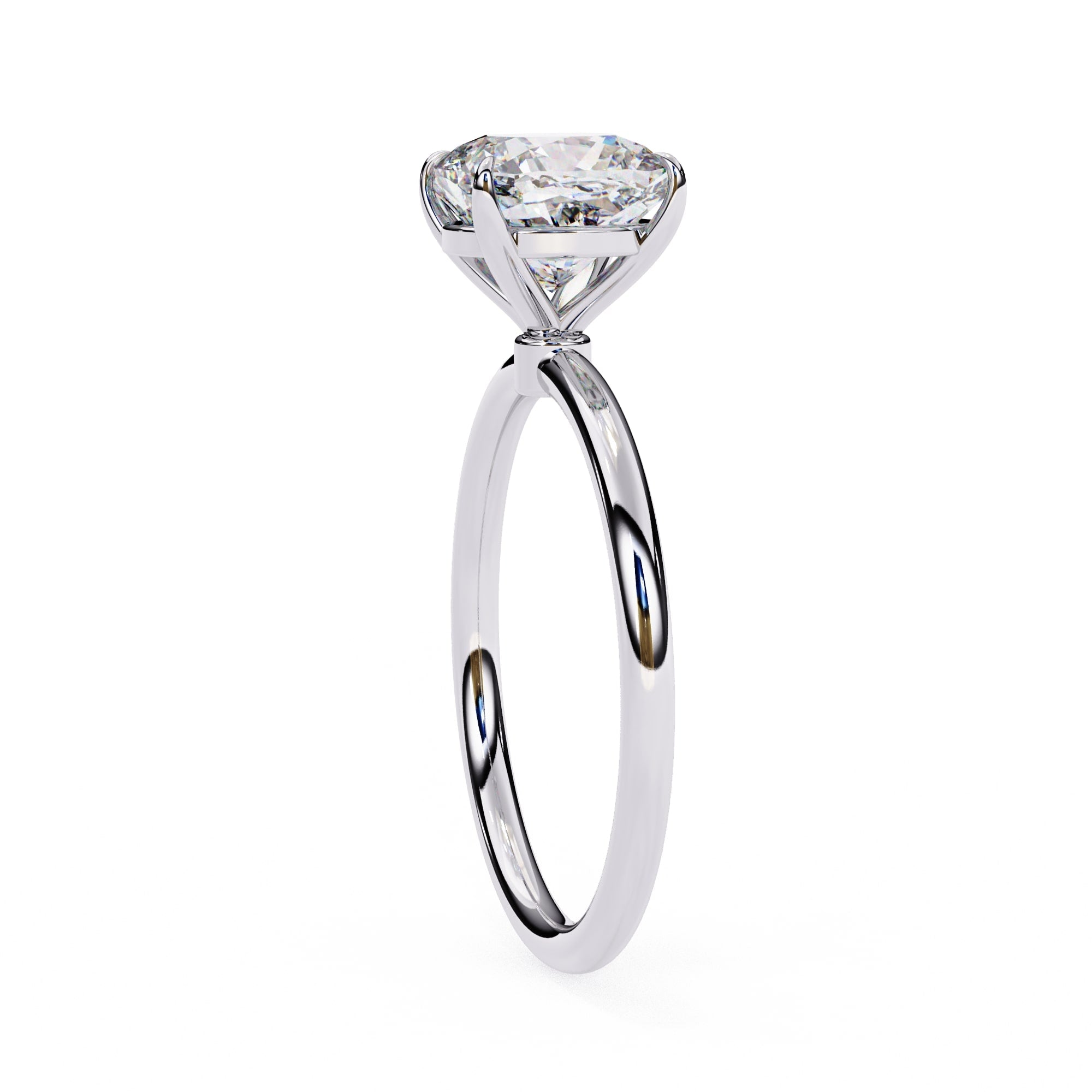 Cushion Diamond Solitaire Ring With Gold Band