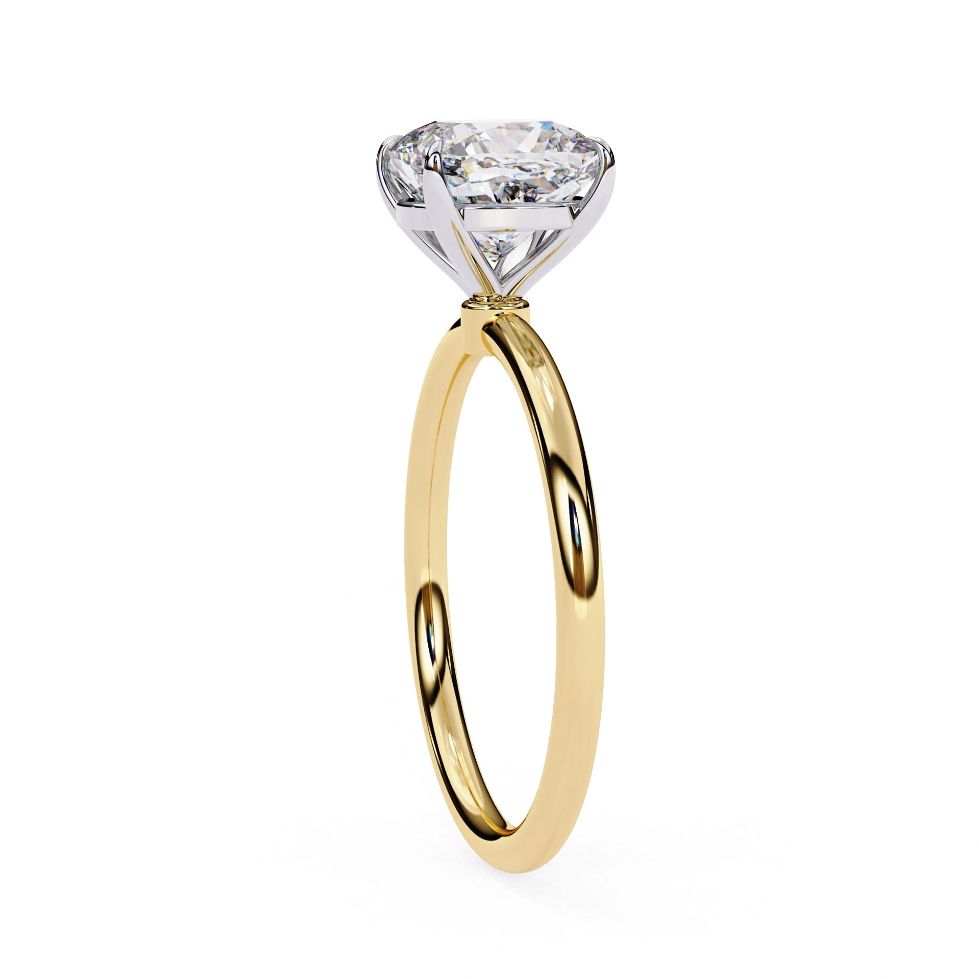 Cushion Cut Diamond Solitaire Ring With Gold Band