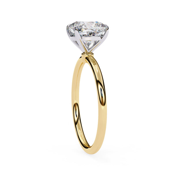 Cushion Cut Diamond Solitaire Ring With Gold Band