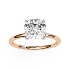 Cushion Diamond Solitaire Ring With Gold Band
